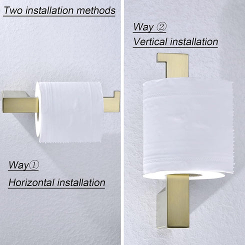 RANDOM Brushed Gold Toilet Paper Holder, Bathroom Hardware Accessories SUS 304 Stainless Steel Modern Tissue Paper Roll Holder Nordic Minimalism C...