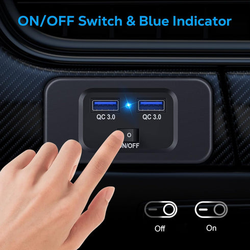 12V RV USB Outlet, Dual USB Quick Charge 3.0 Port Charger Socket, 12V USB Outlet with LED Indicator and Power Switch for ATV Car Boat Marine Truck...