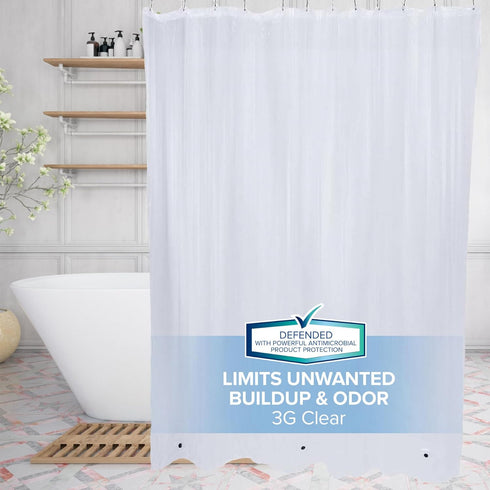 SlipX Solutions Protected Shower Curtain Liner, 3G Lightweight, 70"x72", Clear...