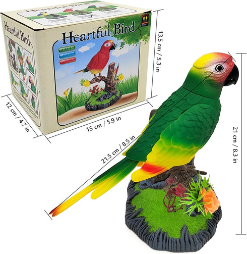 Tipmant Electronic Bird Toys Electric Parrots Animal Pets Move Chirp Realistic Home Office Room Decoration Kids Birthday Gifts (Green)...