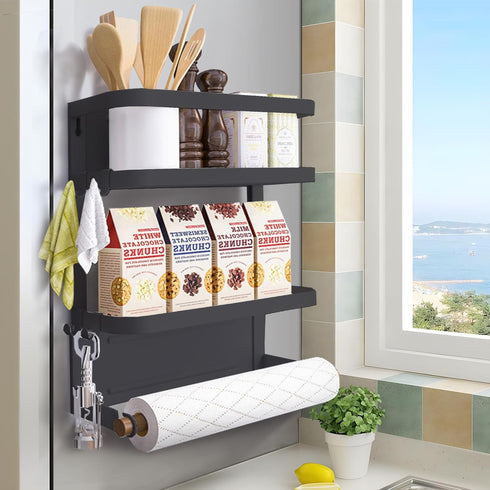 Dr.BeTree Magnetic Spice Rack for Refrigerator Magnetic Paper Towel Holder Shelf Fridge Magnet Organizer Spice Rack Organizer Kitchen Organization...