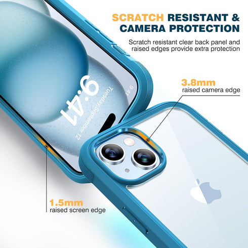 Diaclara Designed for iPhone 15 Case, Full Body Rugged Case with Built-in Touch Sensitive Anti-Scratch Screen Protector, with Camera Lens Protecto...