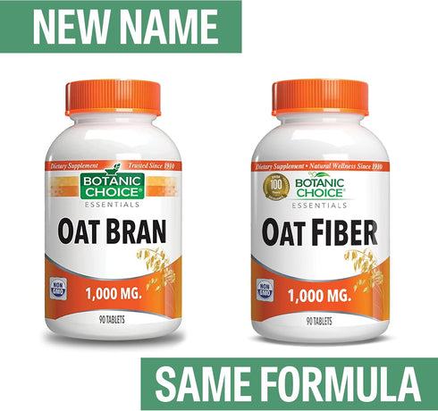 Botanic Choice Oat Fiber - Natural Dietary Supplement for Digestive Health - Women and Men - 90 Tablets (1000mg)...