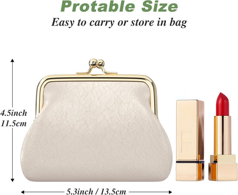 Coin Purse, Small PU Leather Change Purse, Coin Purse Wallet with Clasp, Car Coin Holder Pouch for Woman Men Kids Girls (Apricot)...