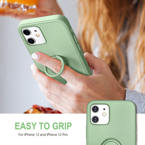 Hython Case for iPhone 12 Case & iPhone 12 Pro Case with Ring Stand, 360° Rotatable Ring Holder Magnetic Kickstand, Shockproof Rubber Protective P...