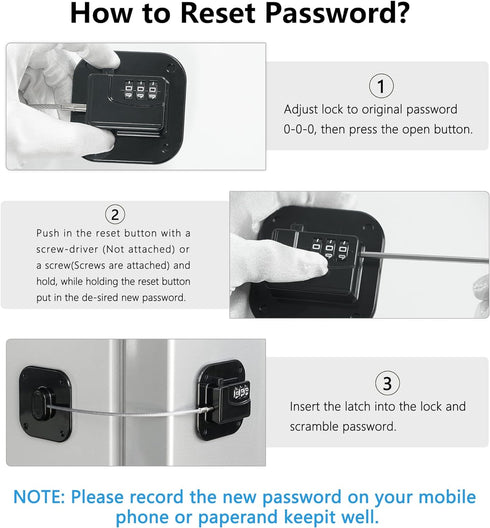 Refrigerator Lock, Heavy Duty Fridge Lock, Combination Lock for Refrigerator Cabinets, Drawers, Safety Lock, Easy Install No Keys Needed (Black-1P...