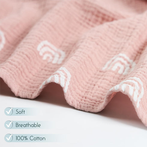 Meracorallo Muslin Swaddle Blanket, 100% Organic Cotton Receiving Blanket Soft and Breathable Swaddle Wrap for Baby Boys and Girls, Rainbow...