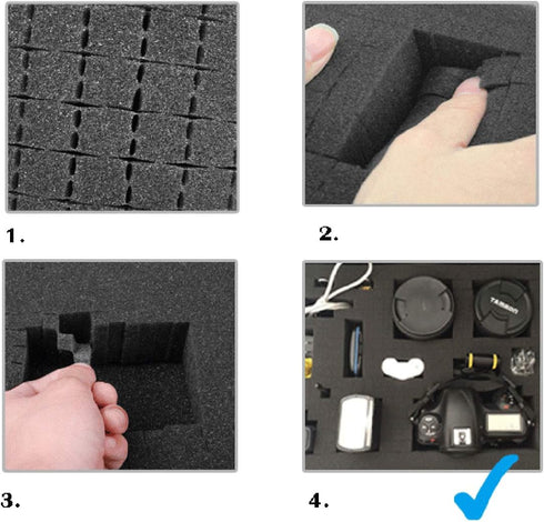 Small Hard Carrying Case with Pluck Foam Interior for iPhone, GoPro, Camera, and More- Outer Size 9.3 x 7.5 x 2 Inches, Black...