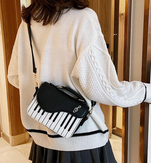 QZUnique Guitar/Violin/Piano Shoulder Bag Creative PU Leather Handbag Zipper Closure Crossbody Tote for Girls and Women...