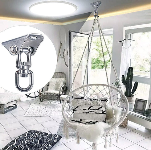 Heavy Duty Swing Hanger Hook, 360° Swivel Swing Hook with 4 Screws for Porch Yoga Seat Hammock Sandbag Indoor Outdoor Stainless Steel Swivel Hook ...