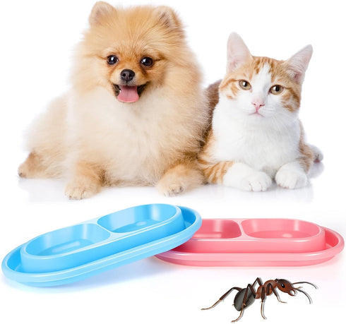 2 Pieces Cat Food Bowls Basic Dog Bowls Plastic Double Pet Food Water Bowls Feeding Bowl Tray Cat Eating and Drinking Bowl No Spill for Cats Dogs ...
