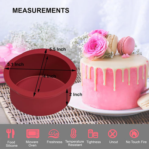 4 inch Silicone Round Cake Pans Set of 4, Non-stick Easy Releasing Mini Cake Pans, Flexible BPA Free Silicone Baking Mold Pans for Layer Cake, Min...