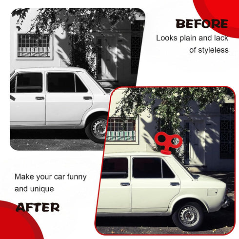 3D Car Wind Up Key, Cute Clockwork Wind Up Key for Back of Car Roof Decoration (red)...
