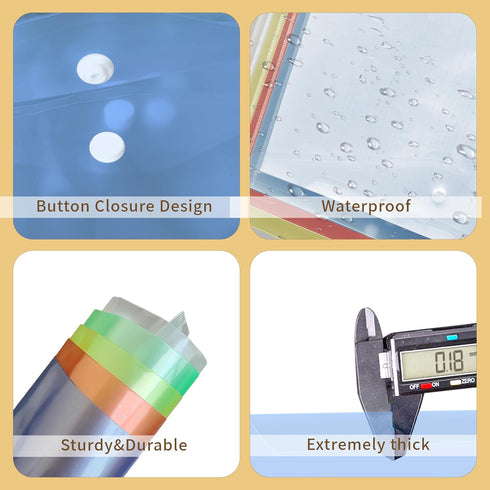 10 Pcs Plastic Envelope with Snap Button Closure, Plastic Waterproof Envelope File Folder, Transparent Folders for Documents, Letter Size, A4 Size...