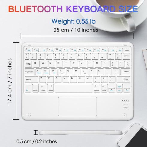 Bluetooth Keyboard, Slim 7 Colors Backlit Wireless Bluetooth Keyboard with Touchpad Built in Rechargeable Battery for iOS Android Windows Tablets ...