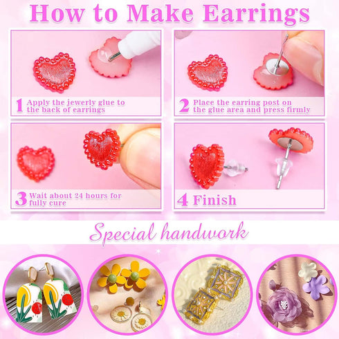 Anezus Jewelry Glue With 600pcs Stainless Steel Earring Posts and Backs - Hypoallergenic Blanks With Rubber Backs for Jewelry Making Supplies and ...