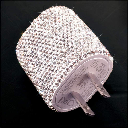 USB Wall Charger Bling 5V/2.4A 24W Dual Port Fast Charger Plug Cell Phone Block Adapter White for iPhone Android Samsung Pad Tablet etc......