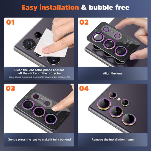 Hoerrye for Samsung Galaxy S24 Ultra Camera Lens Protector, Case-Friendly, Ultra-HD 9H Tempered Glass Screen Protector, Anti-Scratch, Space Titani...