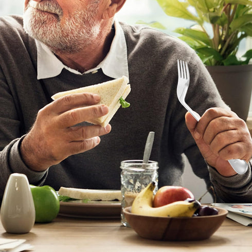 FOMIYES Adaptive Utensils Curved Fork Right Handed Angled Fork Cutlery Utensil Stainless Steel Eating Silverware for Hand Tremors Elderly Use...