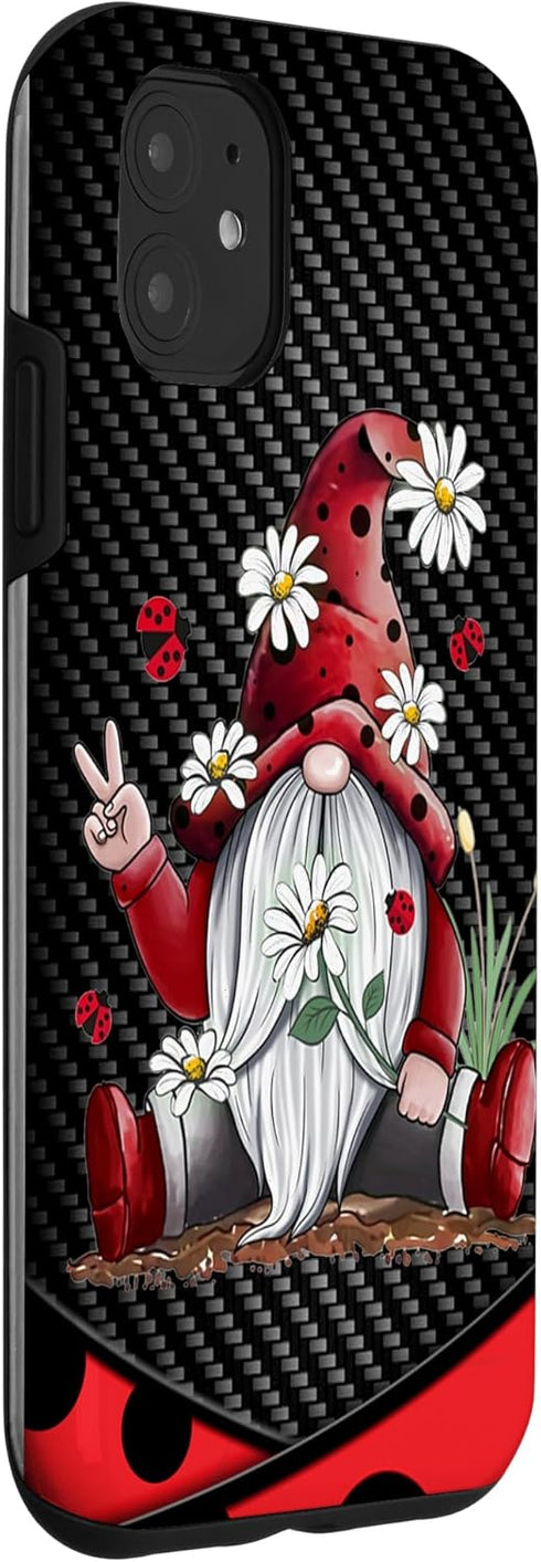 iPhone 11 Red Gnome Hippie Daisy Flowers Gnome Ladybugs - Christmas Case...