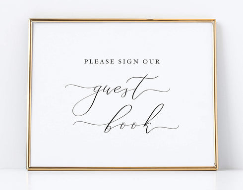 Please Sign Our Guestbook Sign for Wedding Ceremony and Reception (1) 8x10 White with Black Lettering Printed on Thick Textured Cardstock Paper We...