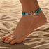 Double Hearts Stretch Anklet Elastic Beaded Ankle Bracelet Seed Bead Layered Turquoise Stretch Ankle Bracelet Boho Summer Beach Foot Jewelry Gift...
