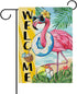 Welcome Summer Flamingo Decorative Garden Flag, Beach Coastal Swim Ring Tropical Palm Leaves Yard Outside Home Decoration, Hawaii Aloha Nautical O...