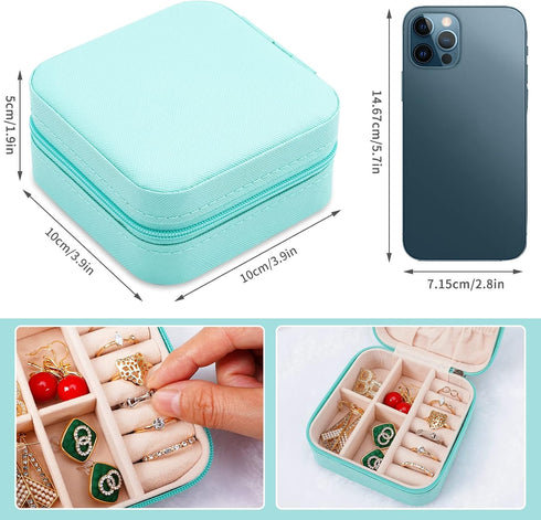 Small Travel Jewelry Boxes, Portable Jewelry Organizer Display Storage boxes for earrings, rings, necklaces, jewelry boxes for women. (Blue 1pcs)....