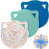 7" Cotton Trivets Set, 3Pcs Cute Cat Ear Pot Holders Woven Hot Pads Mats Thick Heat Resistant for Hot Pots and Pans Round Hot Plate Holder Washabl...