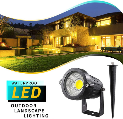 LED Landscape Lights,5W 120V AC Outdoor Pathway Garden Yard Spotlight,IP65 Waterproof Garden Flood Light,Outdoor Spotlight with Stake,UL Cord 5-ft...