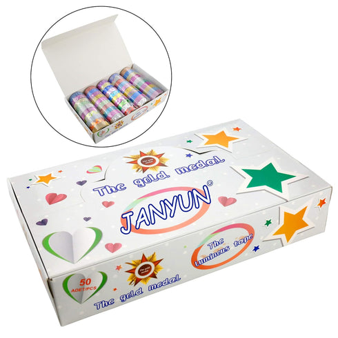 JANYUN 50 Rolls Glitter Washi Masking Tape Set,Great for Bullet Journal DIY Aesthetic Decor Scrapbooking Sticker Masking Paper Decoration Tape Adh...