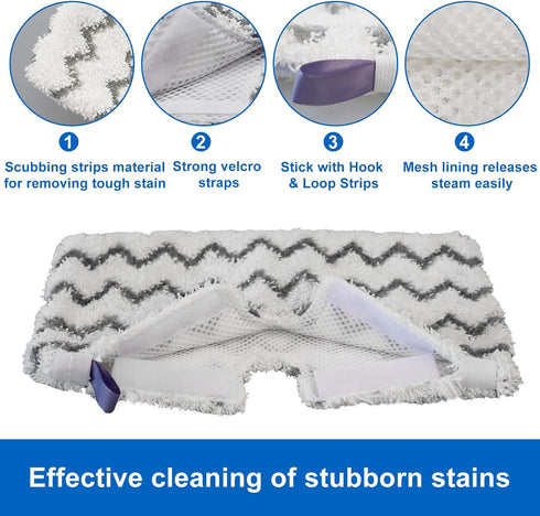 S3501 2 Pcs Steam Pocket Mop Microfiber Pads for Shark Steam Mop S3501 S3601 S2901 S2902 S3550 S3801 S3901 SE450 S3601D S3901D for All Hard Floors...