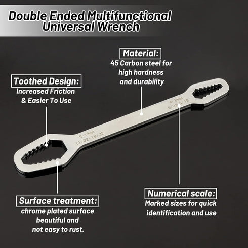 Double Ended Multifunctional Universal Wrench Adjustable Wrenches Self-Tightening Adjustable Torx Spanner Key Bolts Nuts Wrench Repair Tools for D...