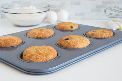 Fox Run Non-Stick Baking Pan, 6 Cup Large Muffin Top, Metallic...