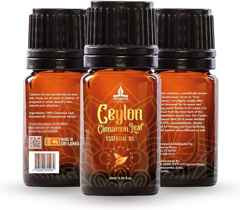 PRESERVE Ceylon Cinnamon Leaf Essential Oil, 100% Pure Natural Oil, Undiluted, Therapeutic Grade base Oil for Aromatherapy, Diffuser, Fragrance, F...