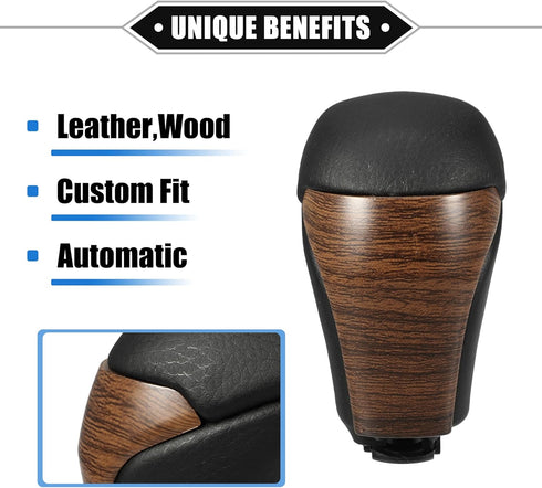 Automatic Gear Shift Knob Compatible for Toyota Highlander 2014-2019, Durable Faux Leather Plastic Black Yellow Undrilled Mahogany Pattern...