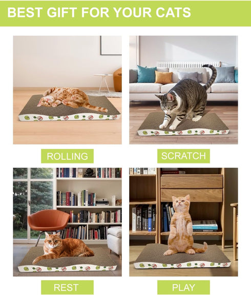 Cat Scratching Board, Corrugate Cat Scratcher for Indoor Cats with Catnip, Cat Scratch Pad with Premium Scratch Textures Design, Cardboard Cat Scr...