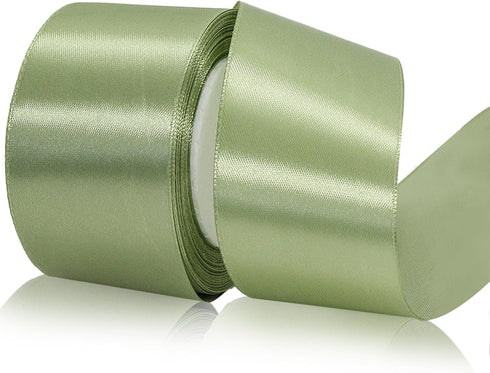 Sage Green Ribbon 2 inch x 25 Yards, Light Green Satin Ribbon for Flower Bouquet Accessories, Dusty Sage Silk Satin Ribbon for Wedding Invitations...