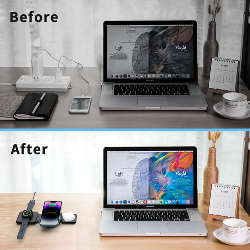 Wireless Charger 3 in 1,Wireless Foldable Charging Station,Magnetic Fast Wireless Charging Pad Compatible with iPhone 15/14/13/12 Pro Max,Apple Wa...