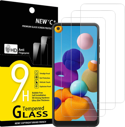 NEW'C [3 Pack Designed for Samsung Galaxy A21 Screen Protector Tempered Glass, Case Friendly Anti Scratch Bubble Free Ultra Resistant...
