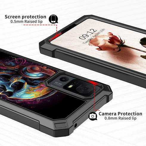 for TCL 40 XL Case,TCL 40 T Phone Case with Glass Screen Protector,Heavy Duty Hard PC,Shock-Absorbing Corner TPU Bumper Shockproof Protective Phon...