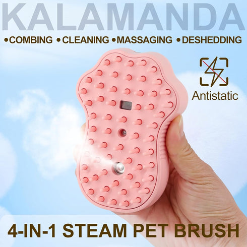 Cat Steam Brush for Shedding, 4 in 1 Steamy Cat Brush Cleanser, Dog Massage Grooming Brush with Release Button, Pet Hair Cleaning Misting Comb for...