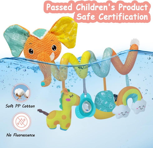 FATI Car Seat Toys Baby Toys 0-6 Months, Newborn Toys Infant Toys 0-3 Months, Stroller Toys for Baby Crib Carseat, Sensory Toys with Squeaker Teet...