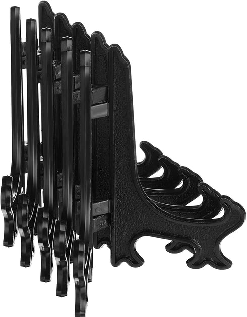 Boao 24 Pieces Plastic Easel Plate Display Stands Holders Picture Easel at Weddings, Home Decoration (Black, 3 Inch)...