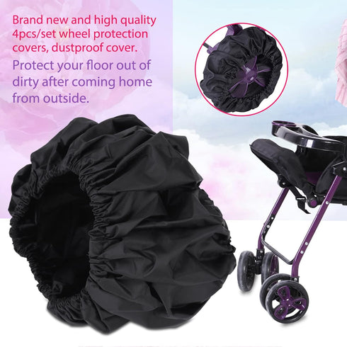 4Pcs Baby Stroller Wheel Cover,Dustproof Kid Baby Wheelchair Protector aby Stroller Wheel Protection Covers Pushchair Wheel Cover Stroller Accesso...
