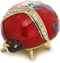 Hand Painted Enameled Ladybug Trinket Box, Hinged Unique Mini Ring Necklace Jewelry Organizer, Classical Bejeweled Storage, Figurine Collectible K...