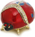 Hand Painted Enameled Ladybug Trinket Box, Hinged Unique Mini Ring Necklace Jewelry Organizer, Classical Bejeweled Storage, Figurine Collectible K...