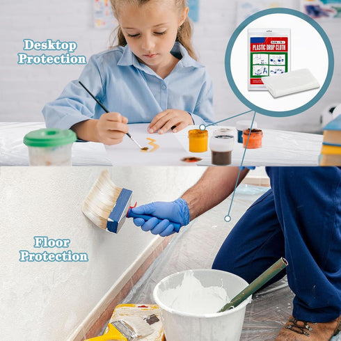 Plastic Drop Cloth, Plastic Sheeting 13x13 Feet Plastic Drop Cloths for Painting Waterproof Dustproof Paint Plastic Covering Furniture Cover Floor...