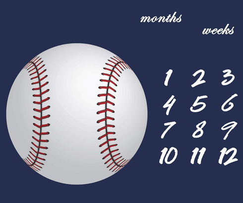 Baseball Theme Baby Monthly Milestone Blanket 48x40in Age Growth Tracker Baby Shower Nursery Blanket Newmom Gift with Bonus Marker LHFS827...