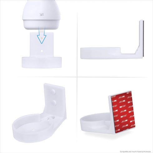 Wall Mount for YI Dome Guard Pet & Baby Indoor Camera, Easy to Install Adhesive Holder Bracket, Reduce Blind Spots & Clutter, Adhesive & Screw-in ...
